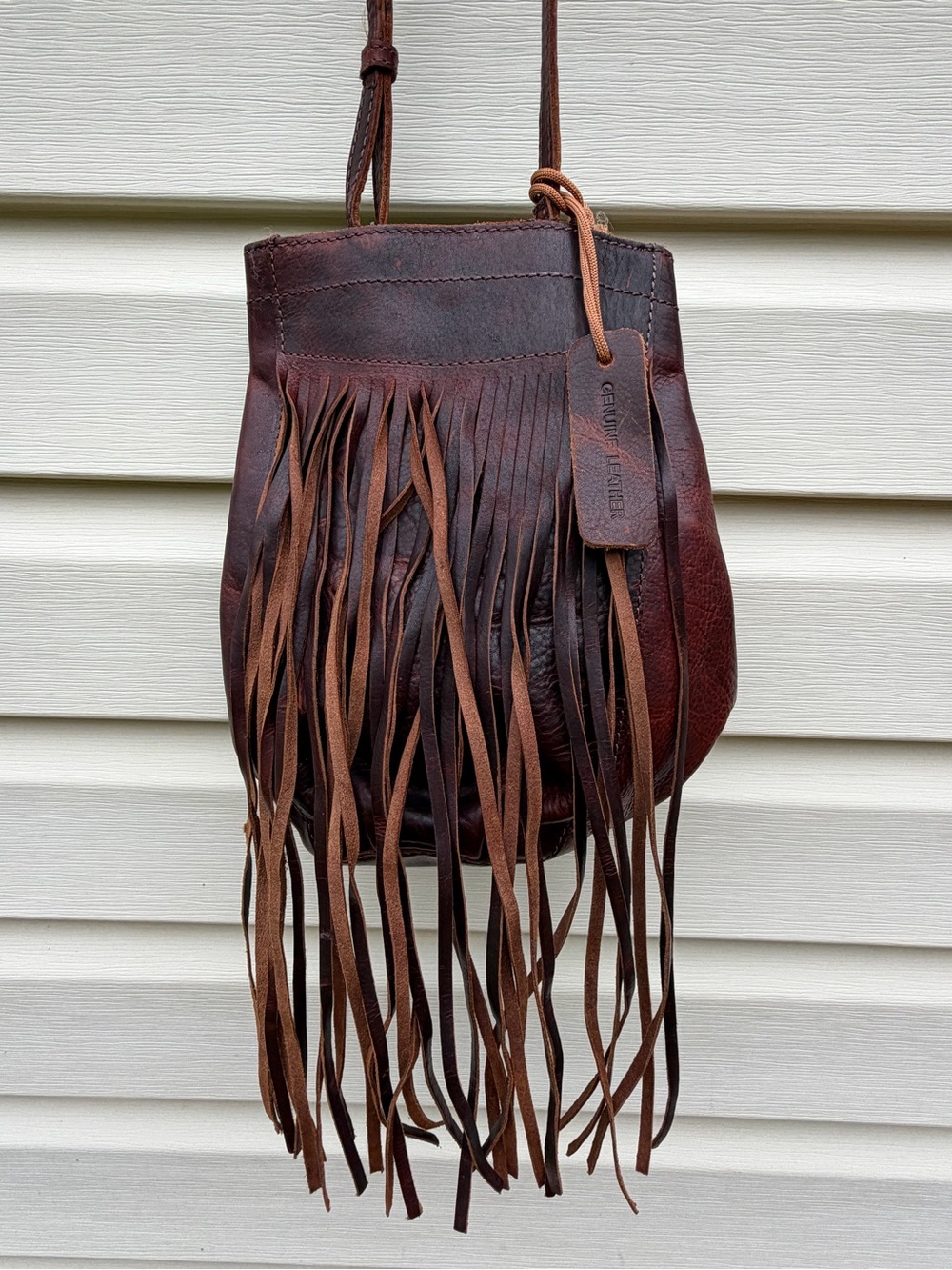 Genuine Leather Fringe Crossbody Bag Brown Boho Western Festival Purse - Picture 3 of 15